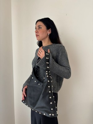 Laletto Bags Kadın Lila Model Zımba Detaylı Salaş Suni Deri Omuz Çantası