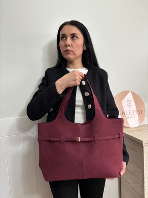 Laletto Bags Kadın Leylak Model Yavrulu Kemer Detaylı Süet Omuz Çantası