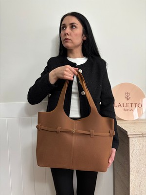 Laletto Bags Kadın Leylak Model Yavrulu Kemer Detaylı Süet Omuz Çantası
