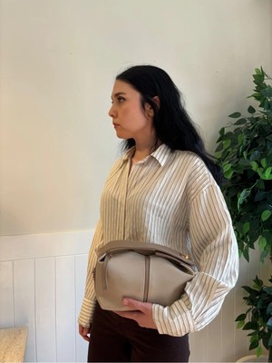 Laletto Bags Kadın Lilyum Model Kilit Detaylı Keten El & Çapraz Çanta