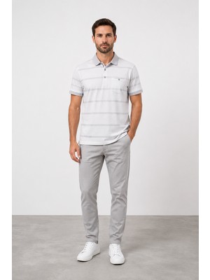 Bihan Store Polo Yaka Cepli Çizgi Desen Tşhırt Herman 3049-BEYAZ