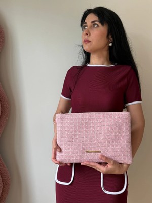 Laletto Bags Kadın Tüvit Kumaş Tablet Boy Clutch Çanta