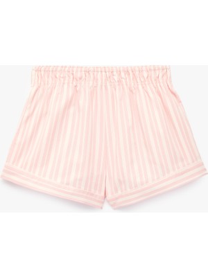 Koton Pamuklu Rahat Kalıp Poplin Çizgili Şort Pijama Altı