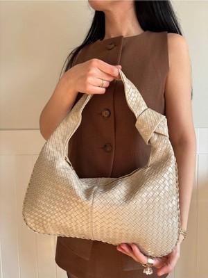 Laletto Bags Kadın Aster Model Örgü Detaylı Küçük Boy Omuz Çantası