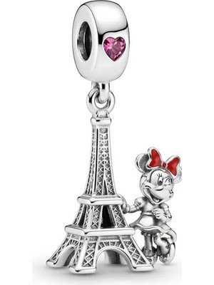 Bayan Minnie Mouse ve Eyfel Kulesi Model Charm