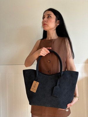 Laletto Bags Kadın Begonya Model Süet Çift Saplı Kol Çantası