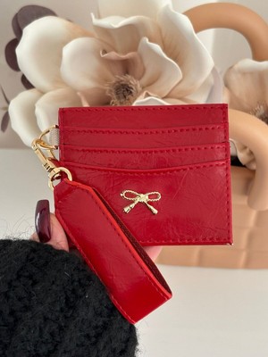 Laletto Bags Kadın Fiyonk Detaylı Anahtarlıklı Parlak Suni Deri Kartlık