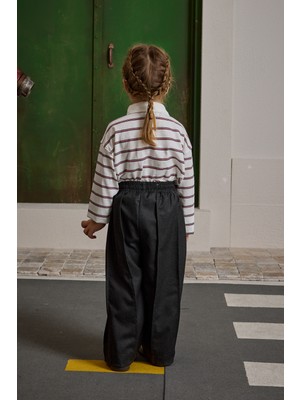 Fahhar Kids Nervür Dikişli Geniş Pantolon Füme