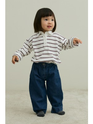 Fahhar Kids Palazzo Denim Pantolon Koyu Mavi