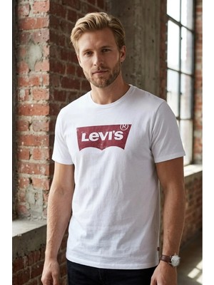 Levi's Pamuk Standart Fir Beyaz Erkek Tişört