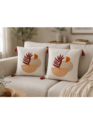 Livera Home Modern Punch Işlemeli 2'li Kırlent Kılıfı Dekoratif (43X43CM)