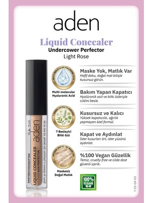 Aden Liquid Concealer Undercower - Likit Kapatıcı 03 Light Rose(Gül Pembesi)