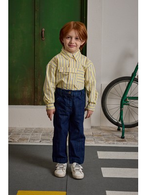 Fahhar Kids Parçalı Denim Pantolon Koyu Mavi
