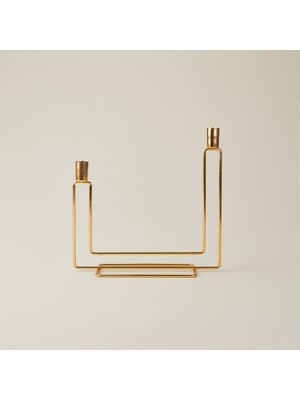 Ntc Metal 2'li Dikey Şamdan Mumluk - Altın