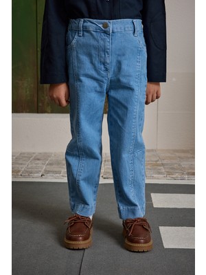 Fahhar Kids Parçalı Denim Pantolon Açık Mavi