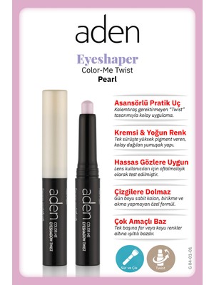 Aden Eyeshadow Twist - Asansörlü Göz Farı 01 Pearl(Inci)