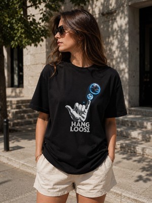 Montree Kadın Oversize Baskılı %100 Pamuk T-Shirt