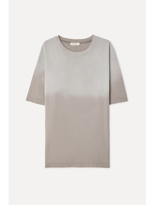 Mudo Erkek Taş Rengi Batik Yıkama Oversize Bisiklet Yaka T-Shirt
