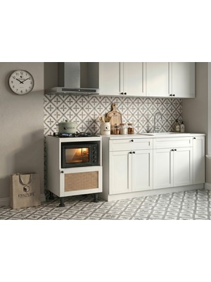 Kenz Life Kenzlife Ocak Dolabı Doğangün Mat Beyaz 85*60*56 Hazeran Kare Kapak Suntalam Gövde
