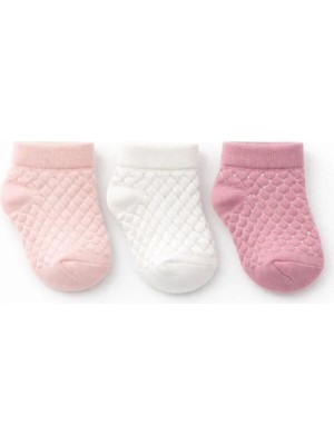 Solde Socks 3’lü Set Bebek Pamuklu Günlük Çorap – Kabartmalı Baklava Desen, Kaliteli