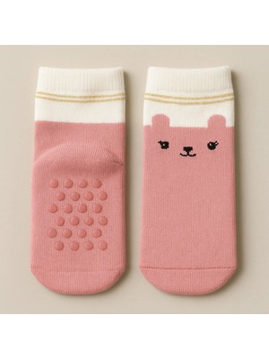 Solde Socks 2 Çift Aynı Model Pamuklu Kaymaz Taban Bebek Çorabı – Yıkamada Bozulmayan Pembe Minimal Yüz Desen