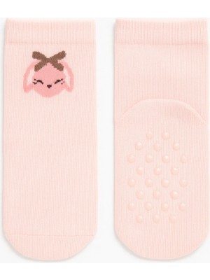 Solde Socks 2 Çift Aynı Model Pamuklu Kaymaz Taban Bebek Çorabı – Yıkamada Bozulmayan Pembe Fiyonk Kız Desen Set