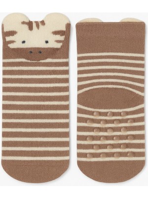 Solde Socks 2 Çift Aynı Model Pamuklu Kaymaz Taban Bebek Çorabı – Yıkamada Bozulmayan Çizgili Zürafa Desen Set