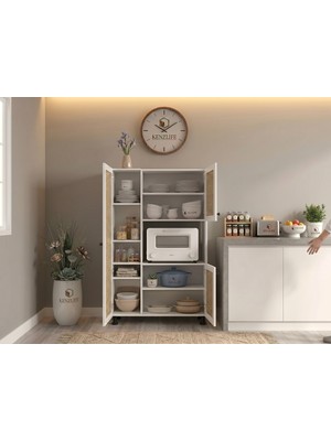 Kenz Life Kenzlife Mini Fırın Dolabı Alpkuntsol Mat Beyaz 148*90*30 Jut Kare Kapak Suntalam Gövde