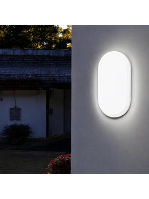 Aydos 20W Oval Beyaz LED Nemliyer Armatür – IP65 Su Geçirmez Tavan/duvar Lambası, 6500K Beyaz Işık, 2000 Lümen, 27X16.7 Cm, Iç ve Dış Mekan Kullanıma Uygun, Banyo Balkon Bahçe Aydınlatması