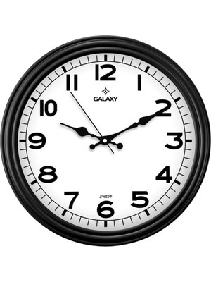 D-200-K Klasik Kadran Siyah Renk Sessiz Akar 30 cm Duvar Saati