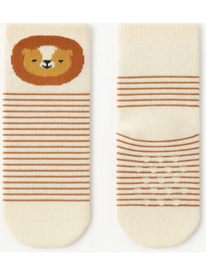 Solde Socks 2 Çift Pamuklu Kaymaz Taban Bebek Çorabı – Aynı Model, Yıkamada Formunu Koruyan Aslan Seti