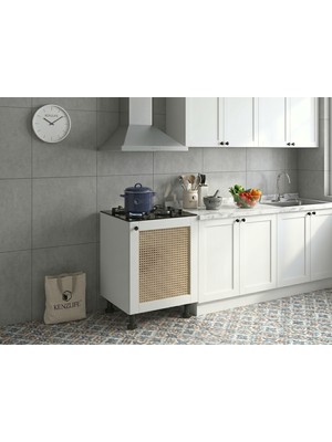 Kenz Life Kenzlife Ocak Dolabı Kamuran Mat Beyaz 85*60*56 Hazeran Kare Kapak Mdf Gövde Arkalıksız