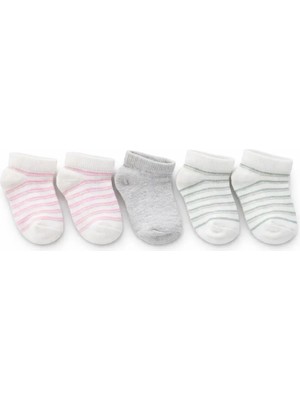 Solde Socks 5’li Bebek Pamuklu Günlük Çorap Seti – Çizgili ve Düz Desenli, Yumuşak & Kaliteli