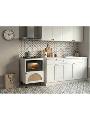Kenz Life Kenzlife Ocak Dolabı Doğangün Mat Beyaz 85*60*56 Hazeran Oval Kapak Suntalam Gövde