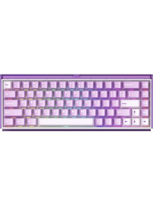 Akko RAY68 He Misty Purple White %65 Astroaim Manyetik Switch 8k Hz Hall Effect Hotswap Argb Kablosuz Ingilizce Gaming Klavye