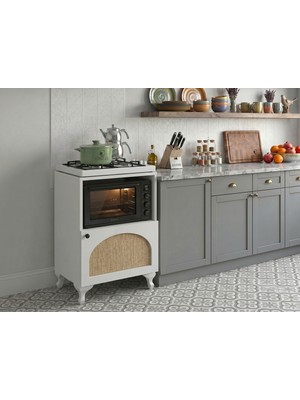 Kenz Life Kenzlife Ocak Dolabı Revbahar Mat Beyaz 85*60*56 Jut Oval Kapak Mdf Gövde Arkalıksız