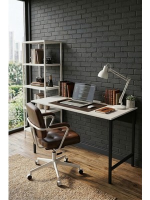 Papi-Co Forge Lite Çalışma Masası 140X60 cm Metal Ayaklı Bilgisayar Masası Modern Ofis ve Genç Odası Masası