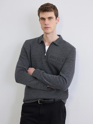 Lc Waikiki Yeni Sezon Polo Yaka Desenli Erkek Sweatshirt