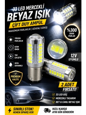 PINUKS Ampul Çift Duy 1016 12V 33 LED Mercekli Beyaz ( 107444 ) Aksesuar Dünyası