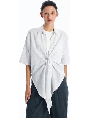 Lc Waikiki Yeni Sezon Gömlek Yaka Çizgili Oversize Kadın Kimono