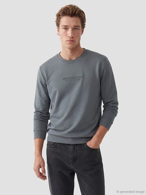 Lc Waikiki Yeni Sezon Bisiklet Yaka Baskılı Erkek Sweatshirt