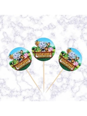 Partyy Bag Safari Temalı 20 Adet Cupcake Sunum Kürdanı