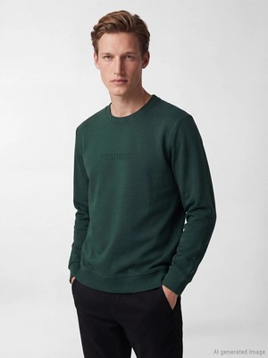 Lc Waikiki Yeni Sezon Bisiklet Yaka Baskılı Erkek Sweatshirt