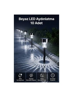 Adland Güneş Enerjili Solar Lamba Bahçe Aydınlatması 10'lu Metal Yapı ile Kolay Kullanım
