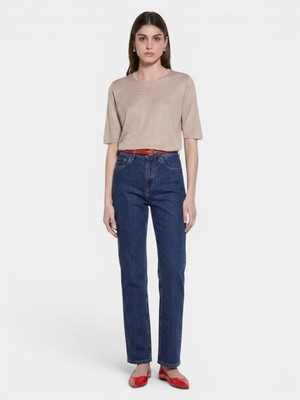 Sisley Streç Pamuklu Taş Yıkama Slim Fit Denim Pantolon Kadın Haki Yeşili Pantolon - 325A4MCPLE046