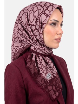 Hadiora Kadın Toz Pembe Desenli Flamlı Pamuklu Eşarp