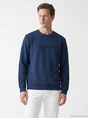 Lc Waikiki Yeni Sezon Bisiklet Yaka Baskılı Erkek Sweatshirt