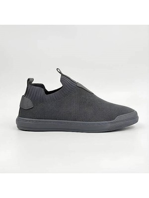 4224 Erkek Slip-On - Full Triko Örgü Termo Taban Sneaker Füme