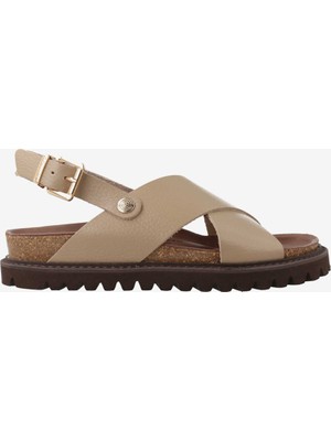   Kadın Sandalet G106771 Genuins Melen  Embossed Leather Taupe