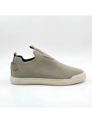 4224 Erkek Slip-On - Full Triko Örgü Termo Taban Sneaker Koyu Boz Kahve